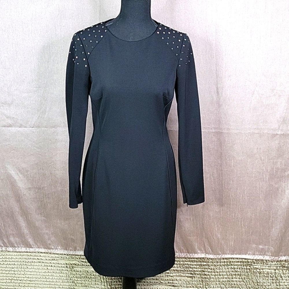 TAHARI‎ ARTHUR S LEVINE Silver and Black Studded Dress